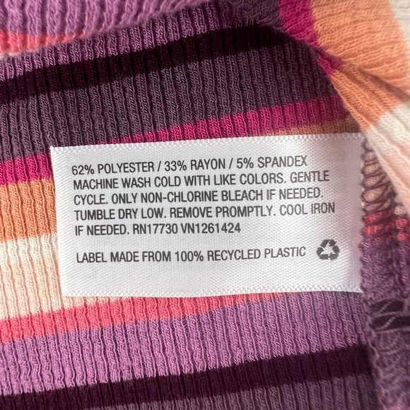 wild fable Purple Striped Button Up Pointed Collar Dress Size Large Women’s - Picture 5 of 5